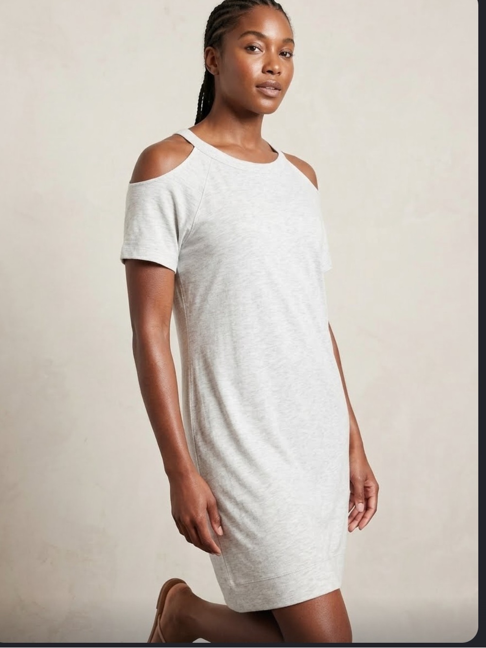 👗Athleta Women's White Cold-Shoulder cold shoulder dress